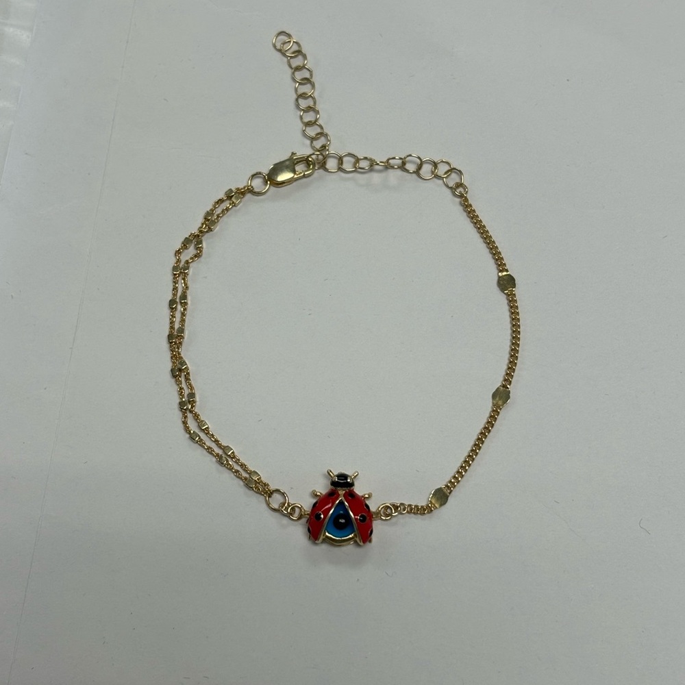Sterling Silver Gold Plated Lady Bug Evil Eye Bracelet